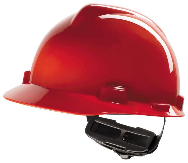 Afbeeldingen van MSA v-helm PE V-Gard Fas-Trac rood