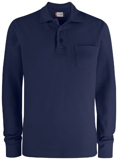 Afbeeldingen van Basic polo LM met borstzak dark navy l